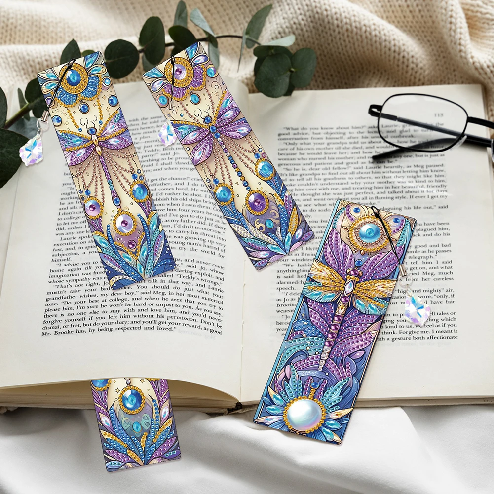 4 قطعة شكل خاص اليعسوب 5D DIY الماس اللوحة المرجعية لمحبي الكتاب #5