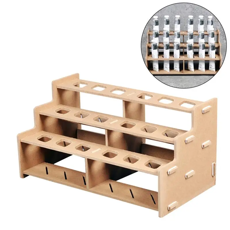 Model Paint Organizer Paint Bottles Rack Model Painting Brushes Tools DIY Pigments Shelf With Multiple Slots Holder Box