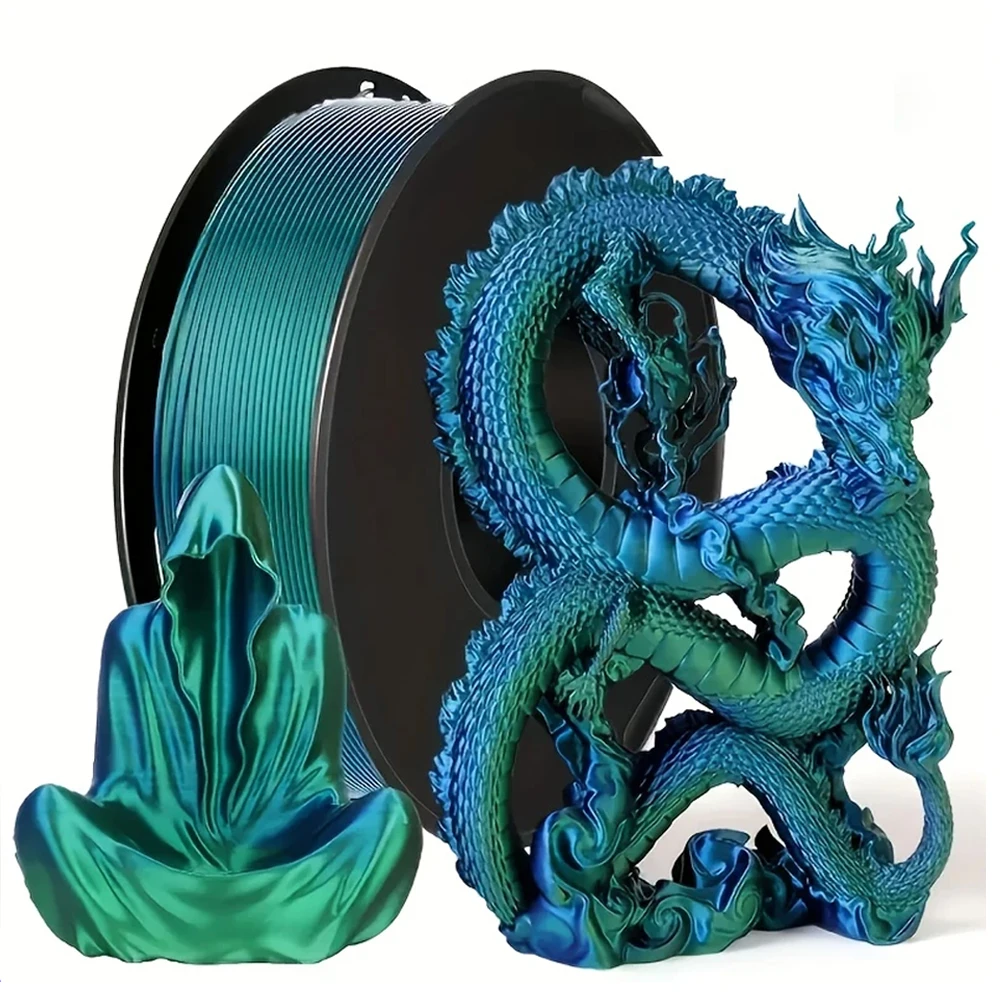 

1 кг двухцветная нить для 3D-печати, шелковая PLA, синий, зеленый, 1,75 мм, материал для печати, шелк PLA, зеленый, синий, 2 цвета, 250 г
