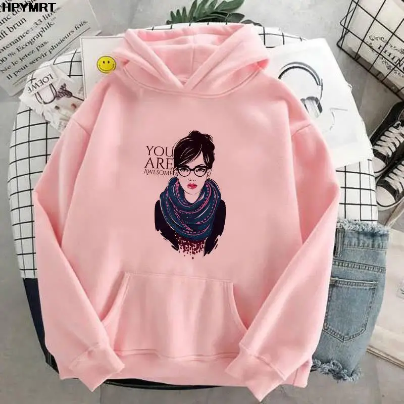 Solid Colod Women's Hoodies With Pocket Hoodie hipster Casual Sweatshirt Tops Hip Hops Female Long Sleeve Loose Hooded Moletom