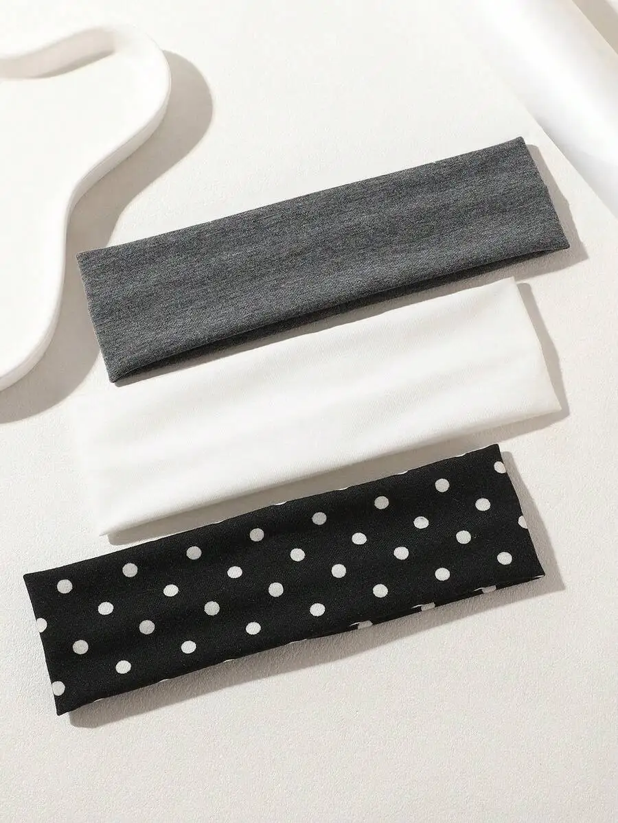 6pcs Casual Minimalist Basic Polka Dot Plaid Women's Headbands,Suitable For Fitness,Yoga,Casual Gatherings,Hair Accessories For