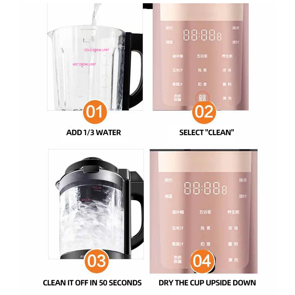 Máquina de leite de soja inteligente sem filtro multifuncional doméstico, misturador de alta velocidade, espremedor elétrico, liquidificador, espremedor