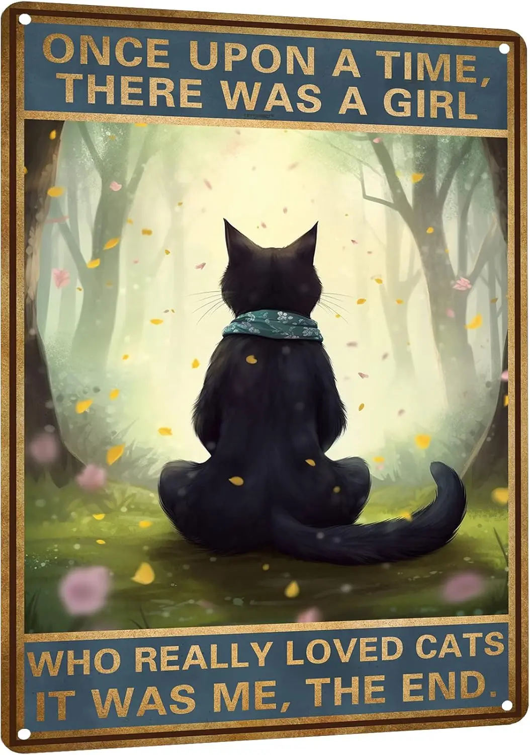 HYBLOM Decoración de Gato Negro - Letrero 'Había una vez' - Decoración Vintage de Gato para el Hogar, Dormitorio, Cocina, Oficina, Cafetería, Bar, Amantes de los Gatos