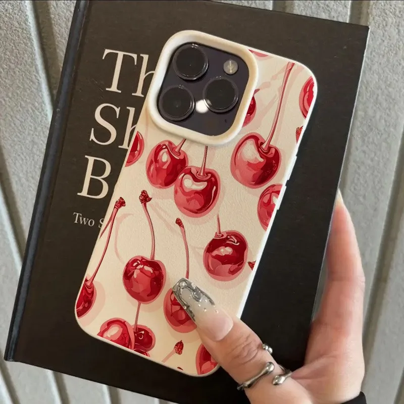 الكرز الأحمر المطبوعة Lichee نمط تصميم جراب هاتف آيفون 17 برو ماكس 16 زائد 15 14 13 12 11 XS ماكس XR X XS 16E 17 غطاء الهواء #4