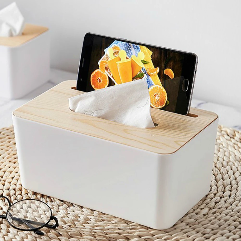 

2Pcs Tissue Box Paper Holder Wooden Cover Napkin Storage Container Bamboo Towel Home Office Car Hotel Room Eco Friendly