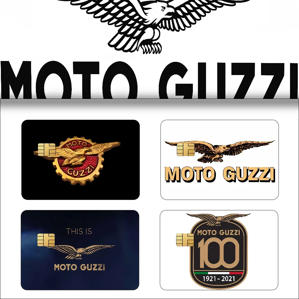 Moto g-guzzi, logotipo de motocicleta, película de juego, funda adhesiva para Chip pequeño, tarjeta de crédito, lado frontal, 1 Juego de 4 Uds.