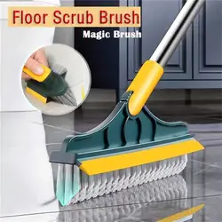 2 in 1  Tile And Grout Cleaning Brush Floor Corner Scrub Brush Magic Broom Wiper Tub Tile Scrubber For Kitchen Bathroom Cleaning