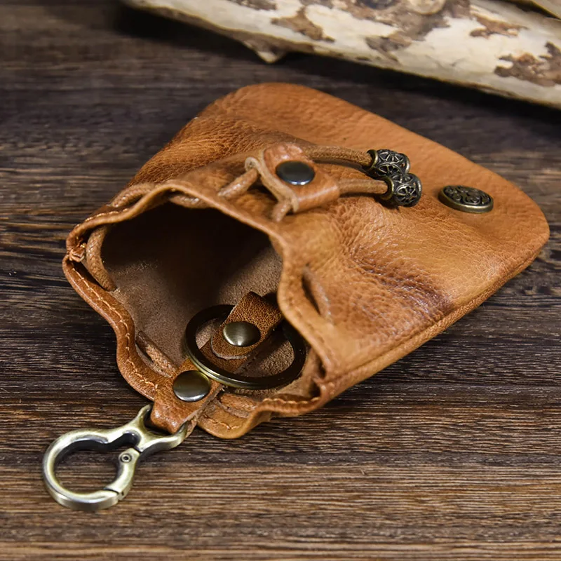 New creative style coin Purse Retro handmade vegetable tanned leather silver bag retro coin purse for men and women coin bags