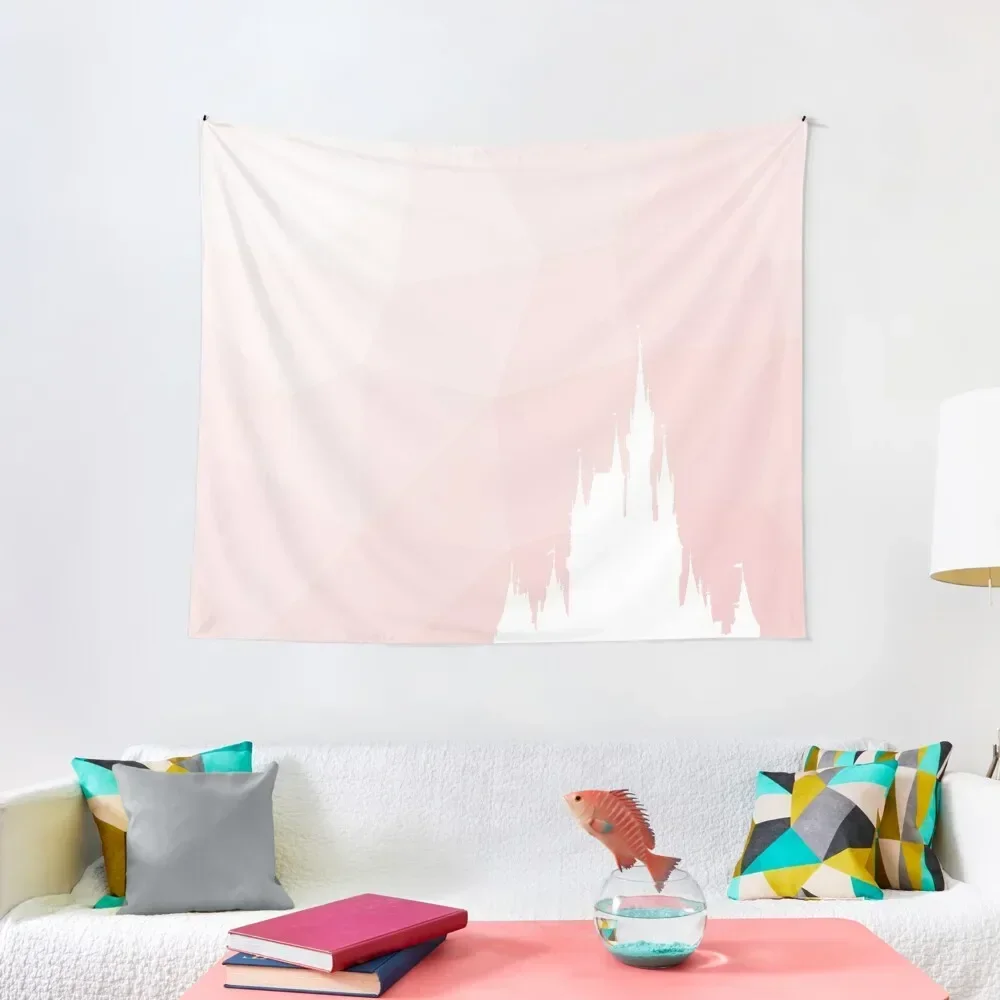 

Geometric Magic Castle Silhouette Millennial Pink Tapestry Decoration For Bedroom Luxury Living Room Decoration Tapestry