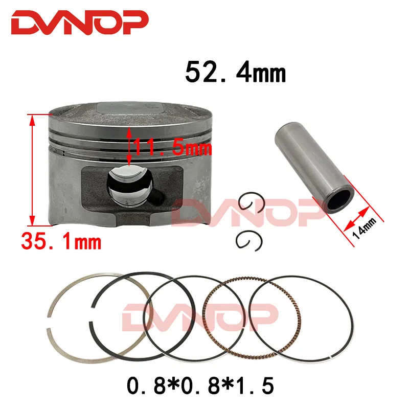 Scooter piston Kit For Honda Sh Ses Dylan PS125 SH125 Nes Pes 125cc 12100-KGF-910 52.4mm 14mm pin 4 Stroke