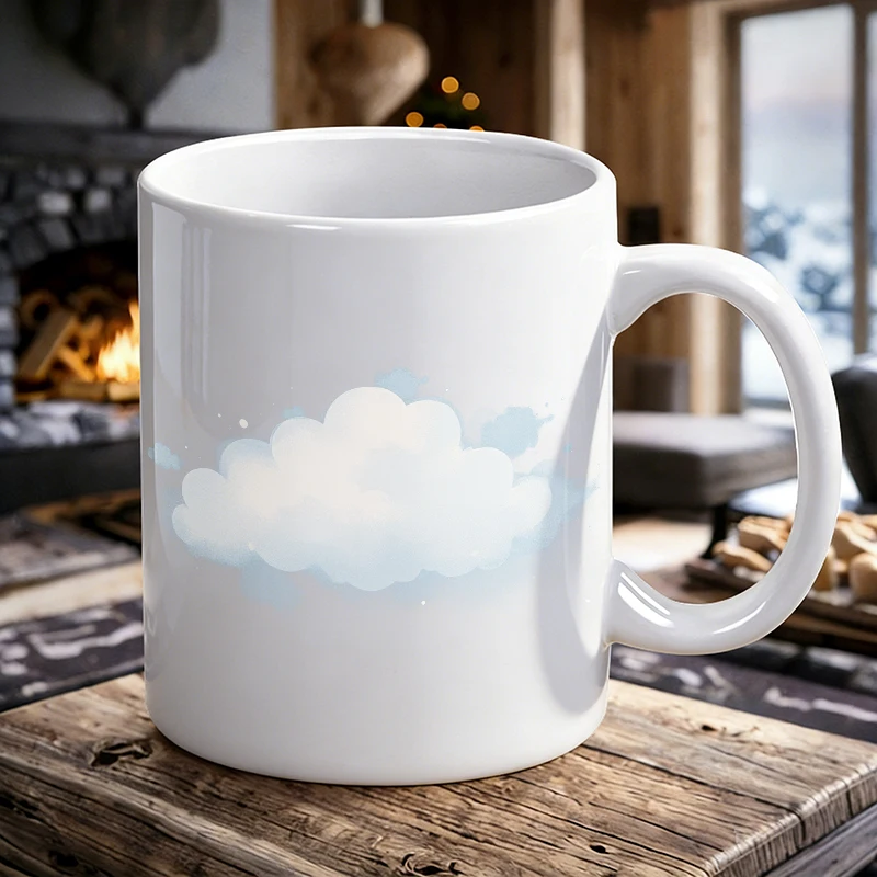 

Watercolor light blue clouds ceramic mug, coffee mug, milk mug, office tea cup, drinking cup, gift for friends, fade-resistant