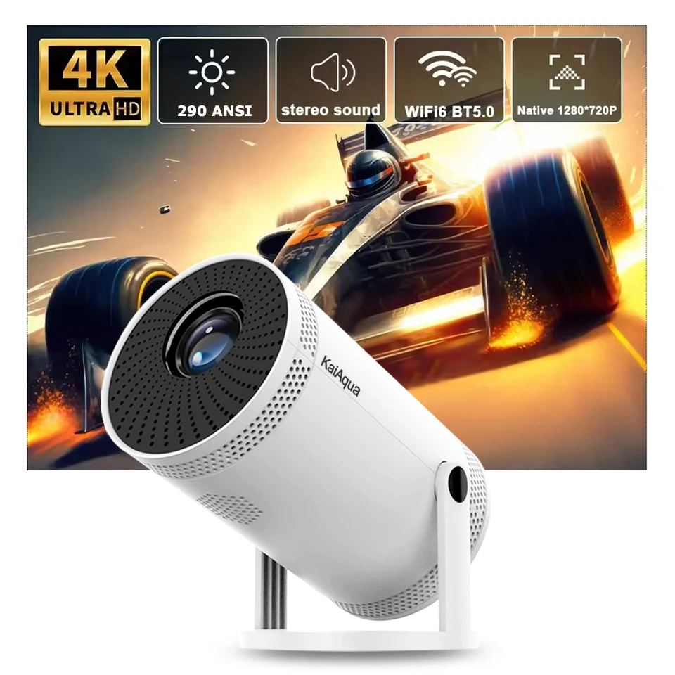 

KaiAqua Projector FY300 4K Android 11 Dual Wifi6 290ANSI Allwinner H713 BT5.0 1080P 1280*720P Home Cinema Outdoor Mini Projetor