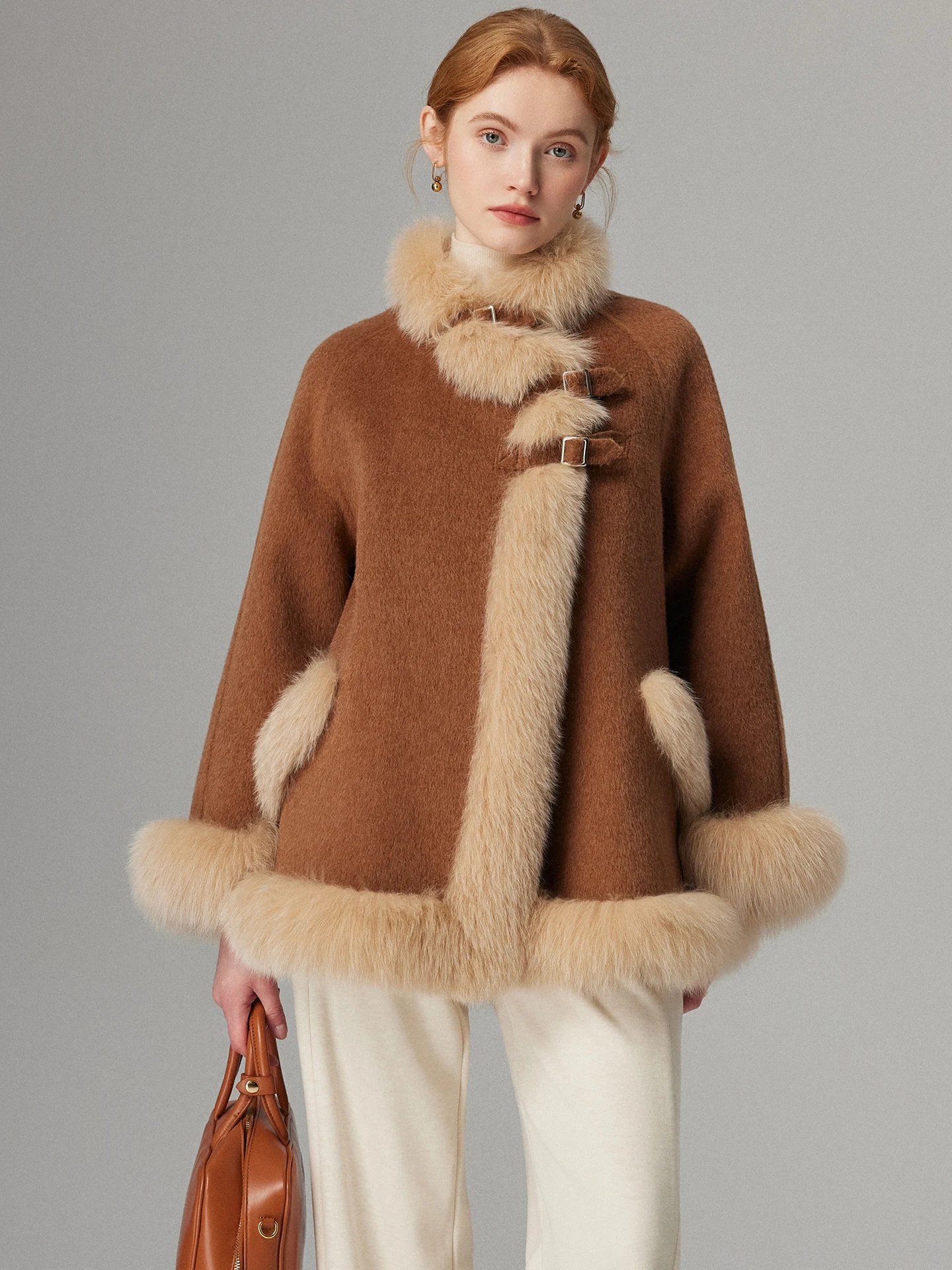 

Двустороннее меховое пальто женское зимнее, новинка, премиум-класса, с воротником-хомутом, шерстяное, корейская версия, длинное, прямого кроя.