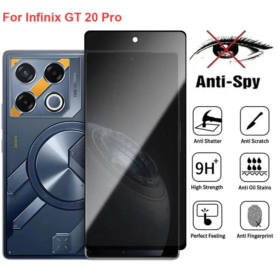 

GT 20 X6871 Anti Spy Privacy Tempered Glass Screen Protector Compatible For Infinix GT20 Pro Phone Film