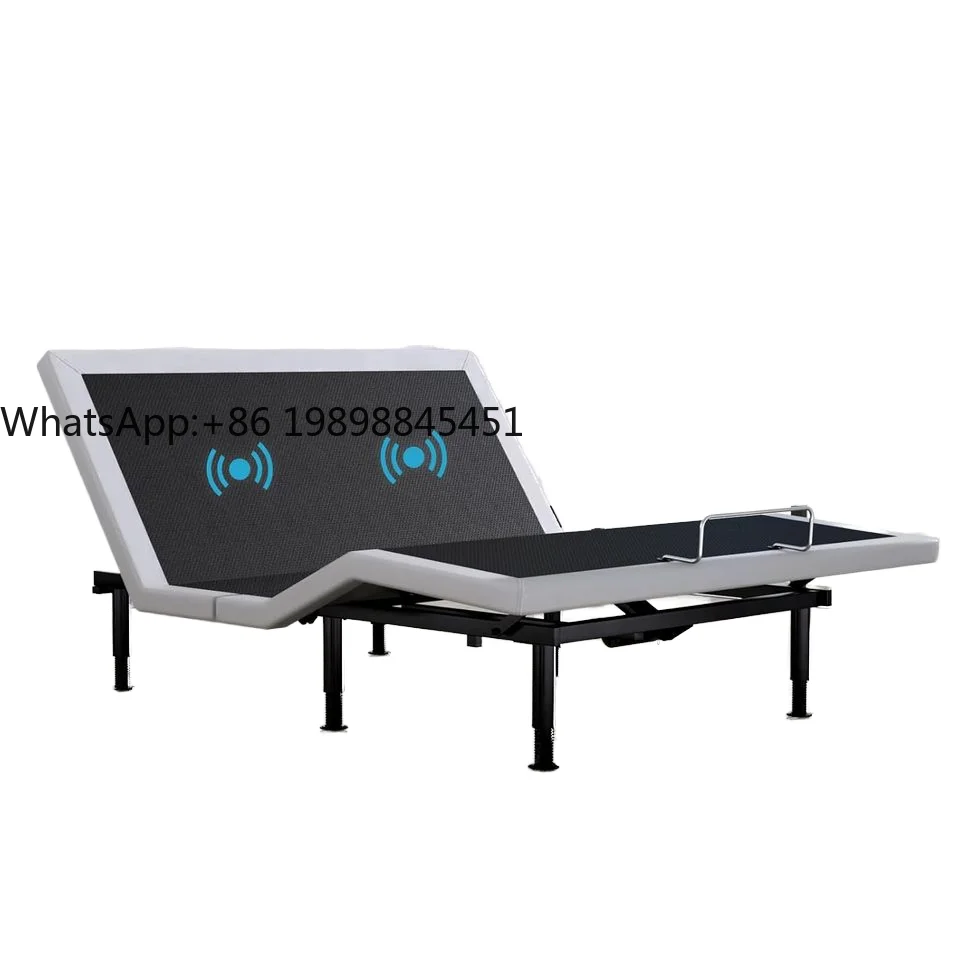 

Dual USB Port Full Adjustable Ergonomic Metal Bed Base Frame Wireless Remote Independent Head Foot Tilt Massage Lift Motor Bed