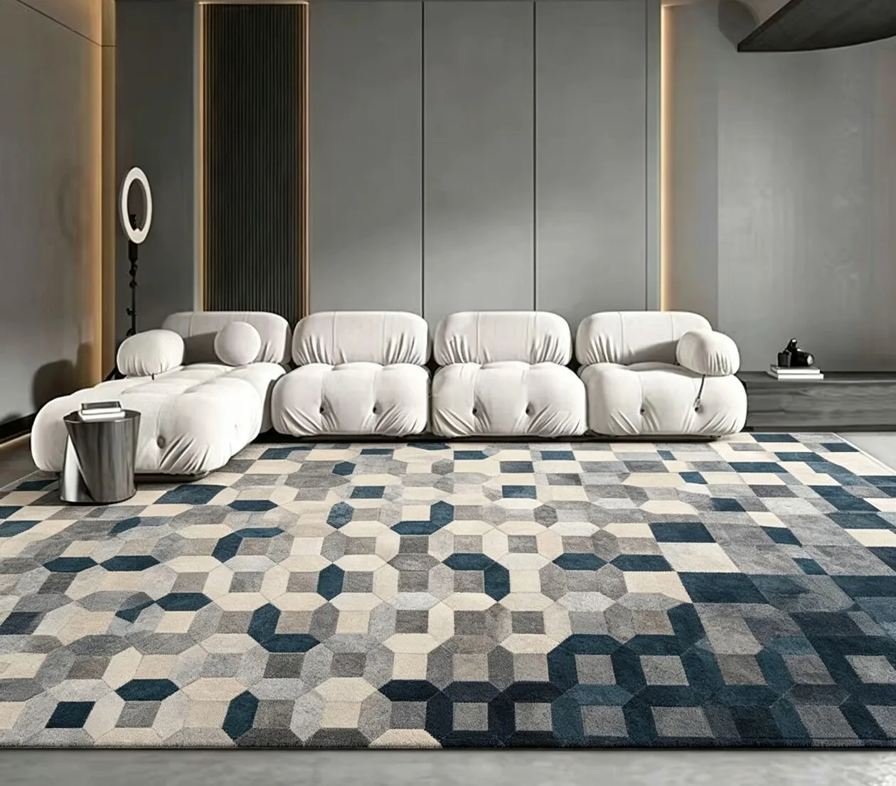 Simple Geometric Living Room Carpet Patchwork Real Cowhide Home Large Customize Rug for Bedroom Non-slip Cloakroom Study Mat