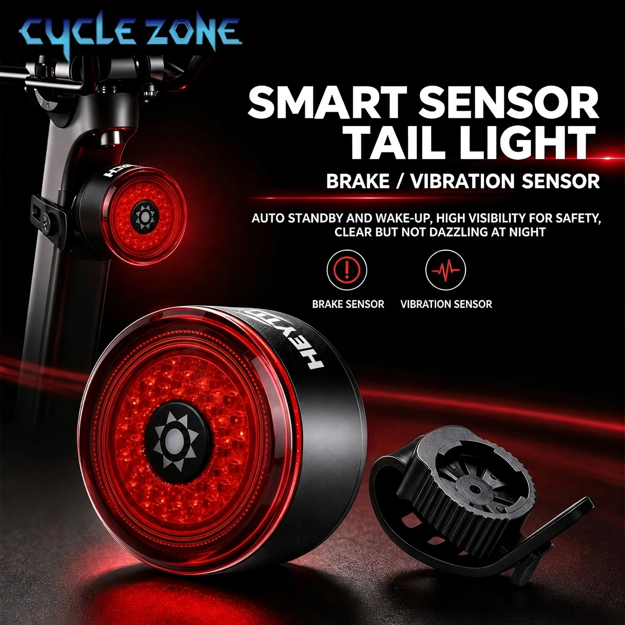 Smart Brake Bicycle Rear Light Intelligent Sensing MTB Bike Tail Lamp Night Riding Safety Warning Taillight Cycling Accessories