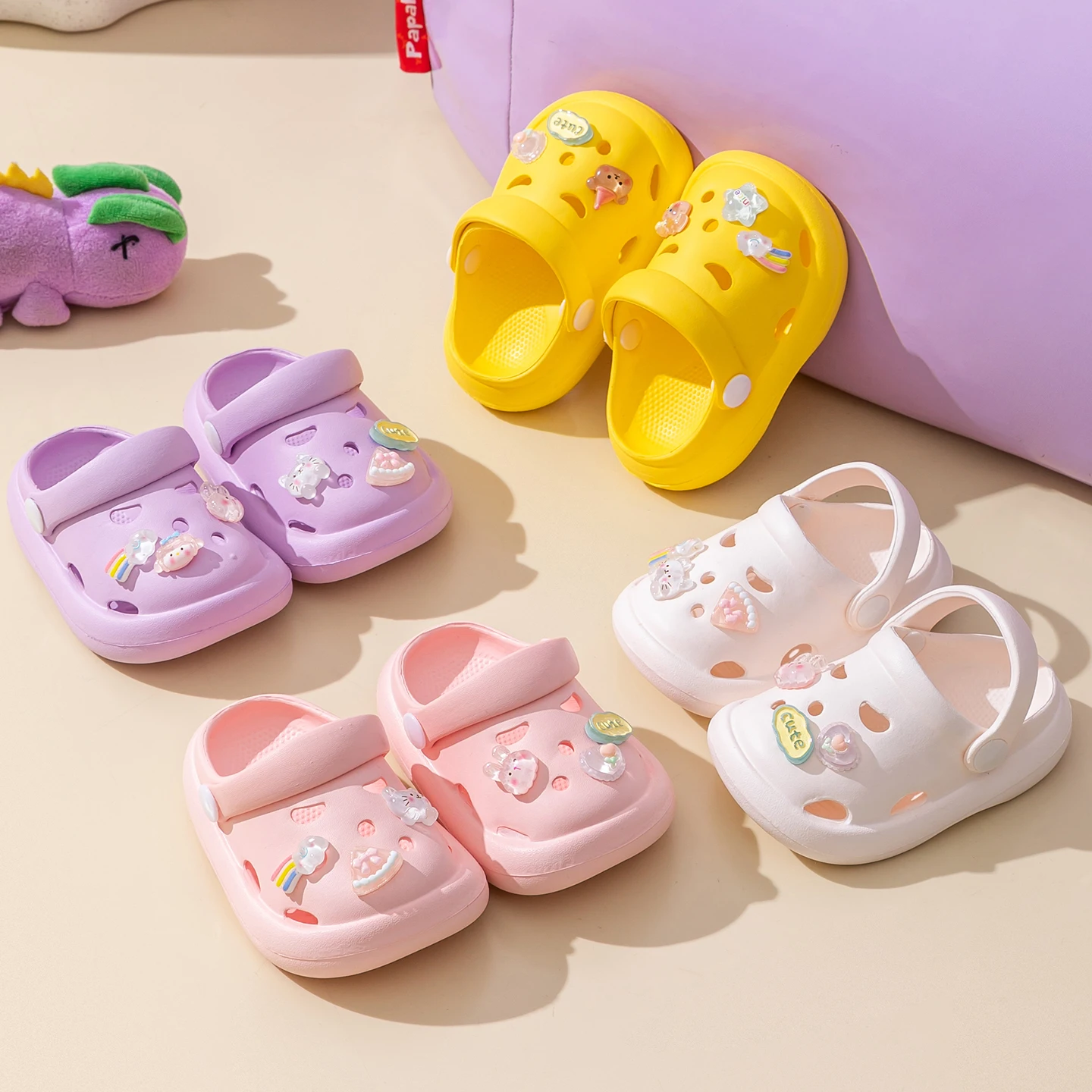 

New Summer Children Jelly Princess Sandals Sweet Heart Shaped Girls Toddlers Baby Breathable Hollow Shoes