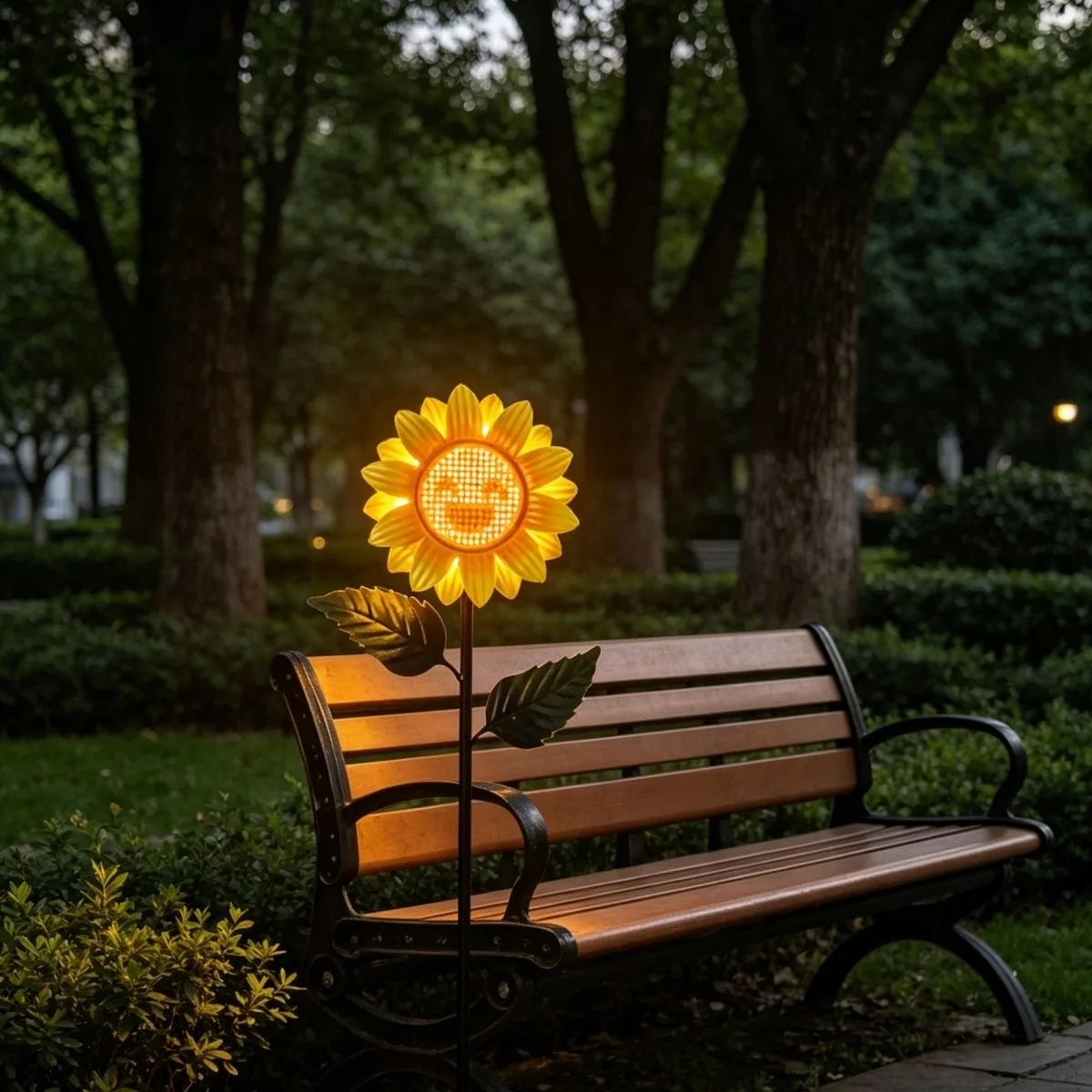 Metal Solar Sunflower Lawn Stake Garden Figurine Waterproof Faces Moving Expressions for Landscape Ornament Gardening Gift