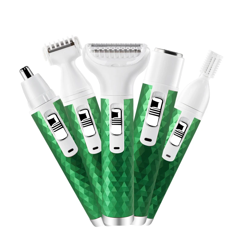 Bunte 5 in 1 Elektro rasierer Clipper Nase Ohr Haars ch neider für Frauen Augenbrauen Trimmer Gesicht Bein Bikini Dame Epilierer Rasierer