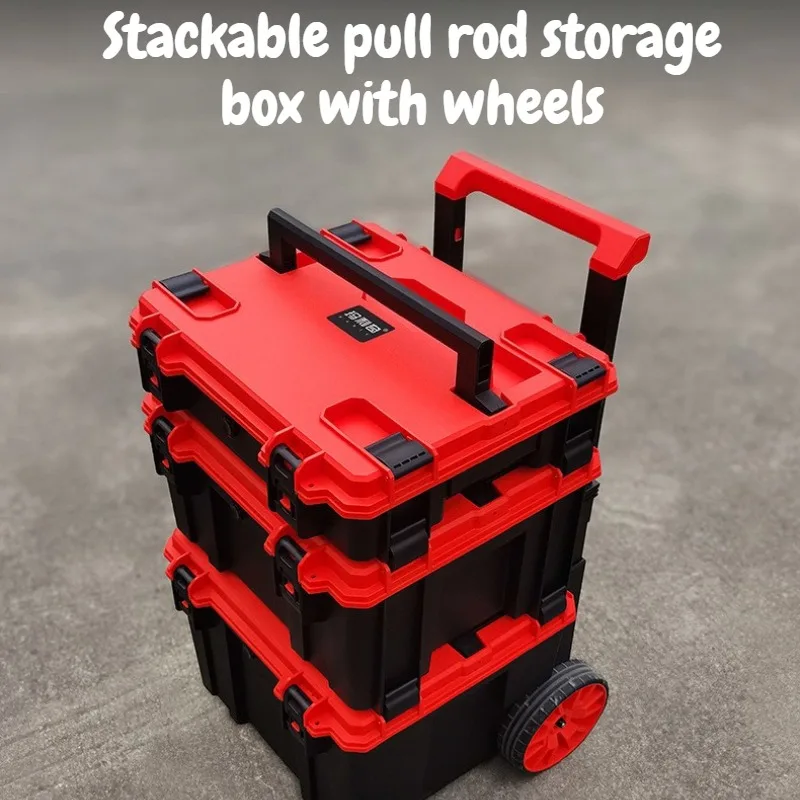 PP Hardware Tool Case Durable Wear Resistant Wheel Boxes Lightweight Waterproof Storage Box Muitifunctional Toolbox Household