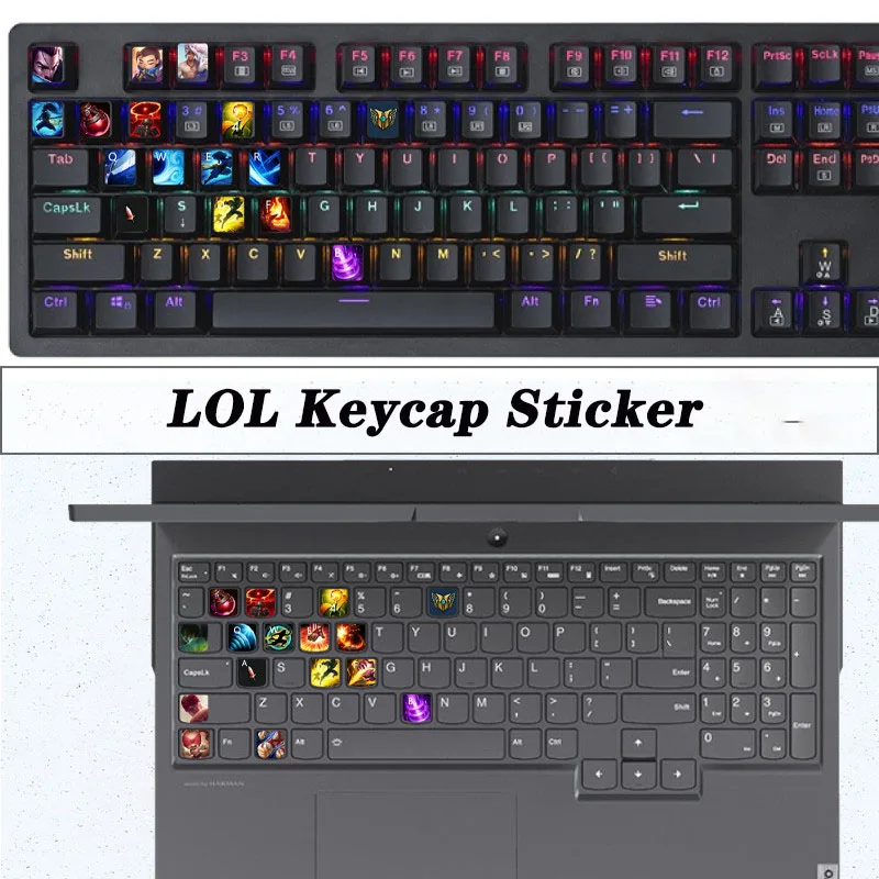 

LOL Game Role Keycaps Sticker Gaming Mechanical Keyboard Notebook Custom Key caps Front Engraved Sticker Cartoon Protective Film