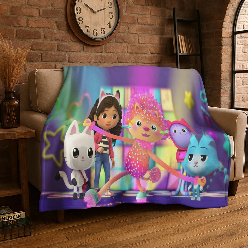 Cute G-Gabbys Dollhouse Cartoon Girl Flannel Throw Blanket,Warm Cozy Blanket for Bed,Sofa,Couch,Bedroom,Living Room,Office,Gift