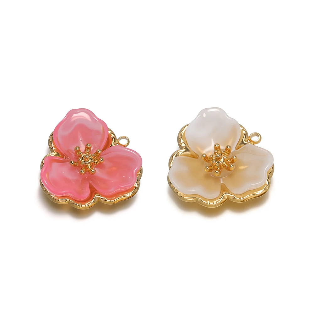 

3pcs High Quality Stainless Steel Resin Flower Charms Earrings Pendants for DIY Girl Jewelry Making Necklaces Bracelets Findings