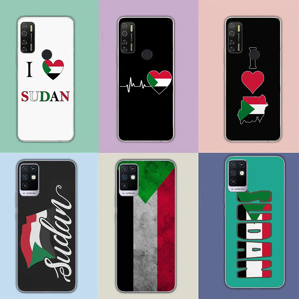 Custodia per telefono con emblemi bandiera del Sudan per Samsung Galaxy A04 A14 A23 A34 A54 M23 M33 M52 M53 M30S M31 M51 M21 custodia morbida Funda