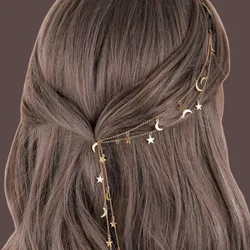 Braided Hair Accessories Moon Star Gold Silver DIY Hair Ornaments For Braids Charms Chain Hairpins Women Tie Hair Headwear