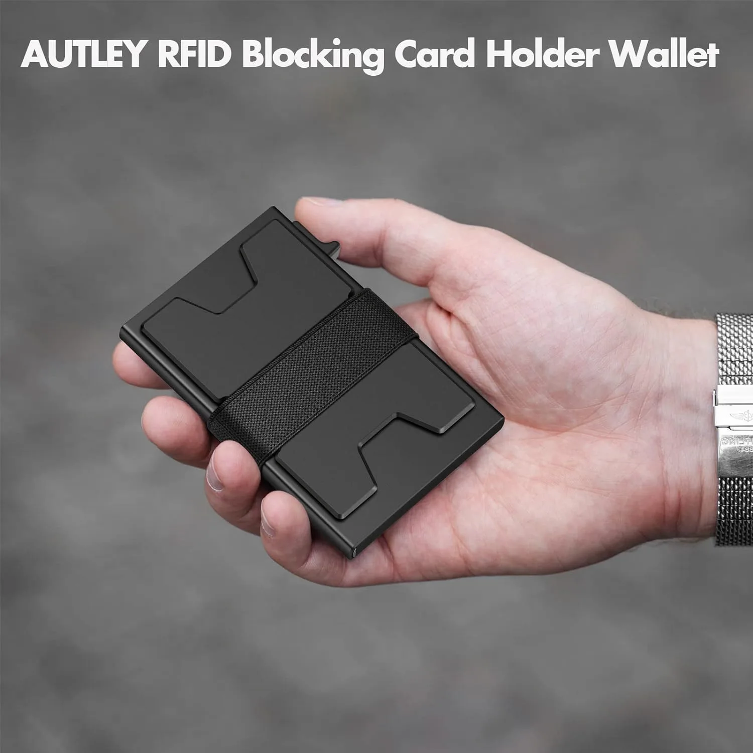 Elastic metal patch aluminum box wallet locator card pack minimalist men's large capacity thin card cover