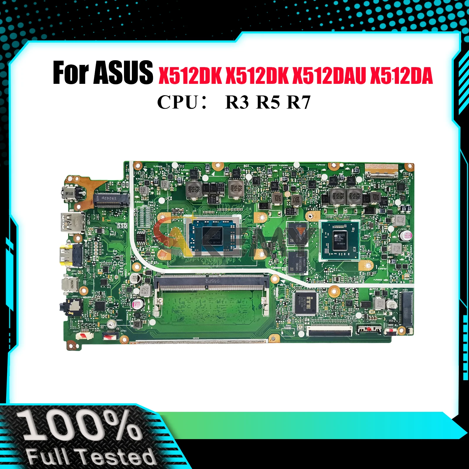 

X512DK Материнская плата для ноутбука ASUS VivoBook X512DAU X512DAP M512D X512DK V5000d M5050D F512D X512D Материнская плата с процессором R3 R5 R7