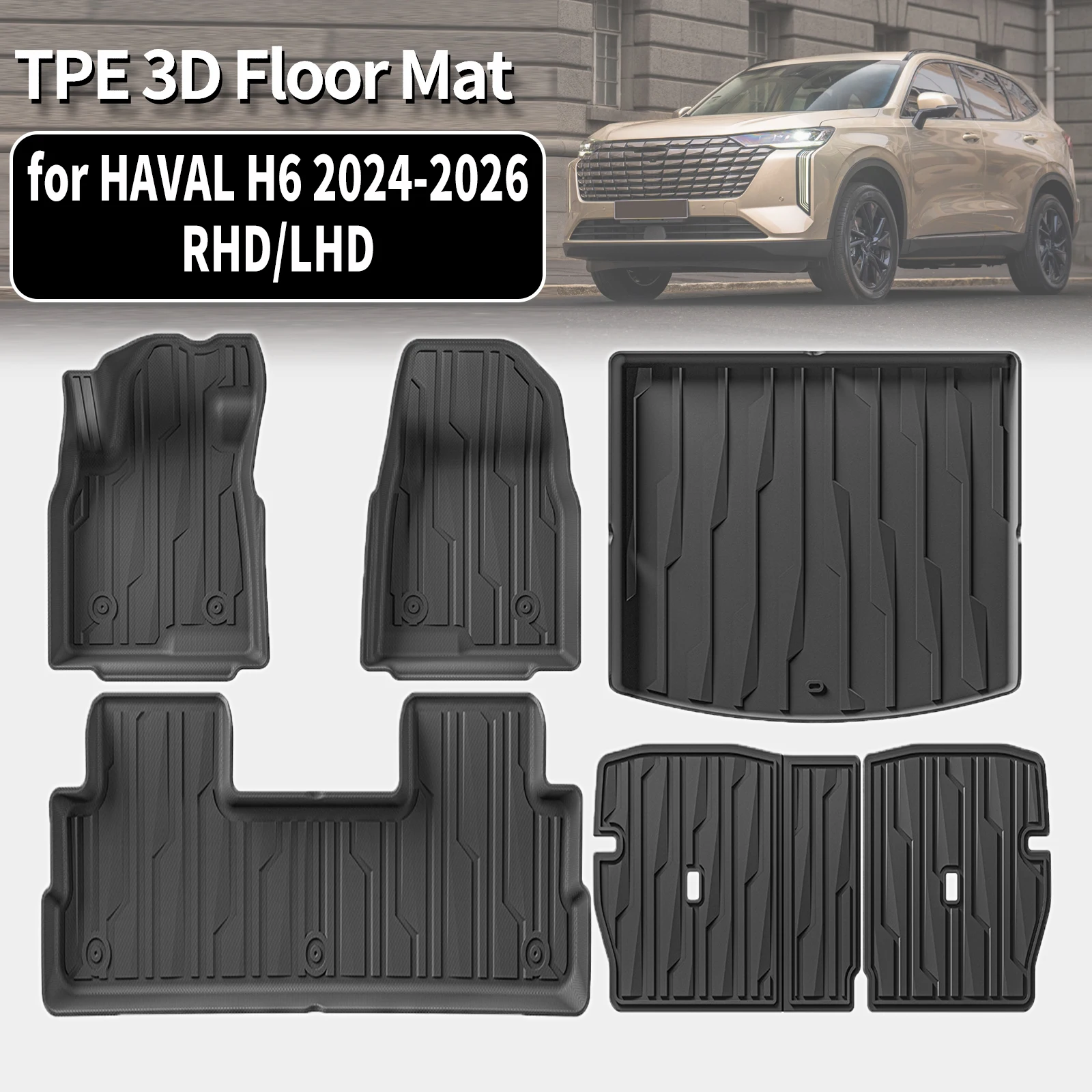 

for HAVAL H6 2024 2025 2026 RHD LHD Eco-Friendly TPE Car Floor & Trunk Mats, Non-Slip Dustproof