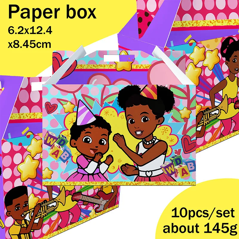 Pink Black Girl Gracies corner Gift Boxes Party Supplies Favor Boxes Corner Theme Treat Boxes Candy Goodies Gift Boxes for Kids