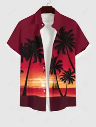 Summer Plus Size Men's Shirt 3D Print Hawaii Shirts Button Up Beach Vacation Shirts Short Sleeve Shirts Casual Shirts For Men