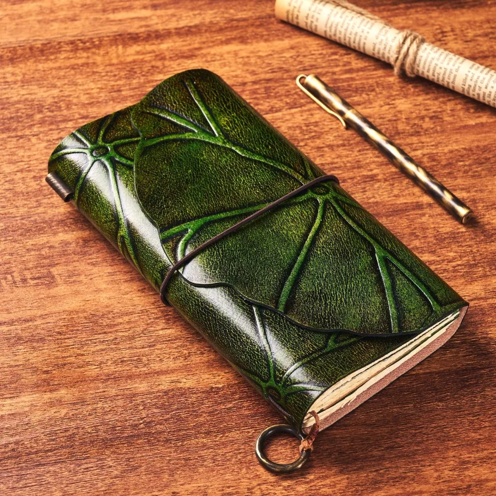 handmade-lotus-leaf-notebook-journal-notes-vintage-leather-cover-replaceable-pocket-sketchbook-diary-a6-binder-216-page-students