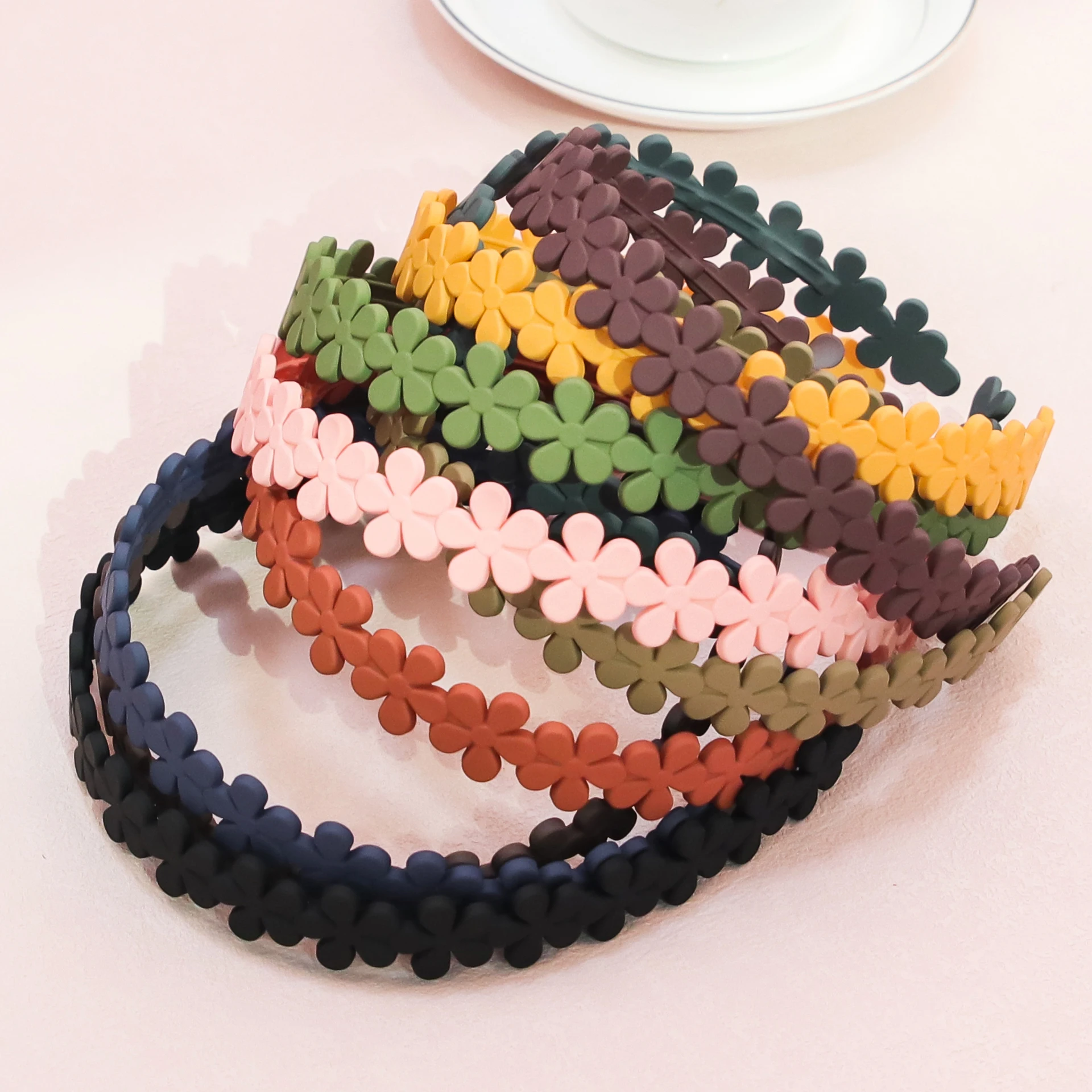 5/10pcs Girls Plastic Floral Hairbands Cute Flower Headbands Matte Headband Women Girls Hair Accessories Fashion Headwear