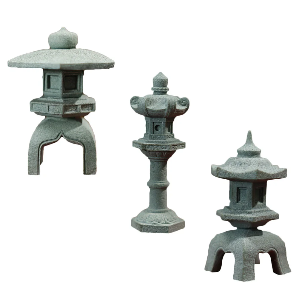 

3 Pcs Simulated Gardening Bonsai Sandstone Pagoda Mini Decor Model Fish Tank Decorations