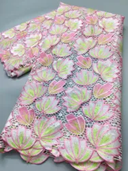 Nigerian Water Soluble Lace African Guipure Cord Lace Fabric with Stones Sewing Elegant For Women Party Dresses,2.5yards TY3926