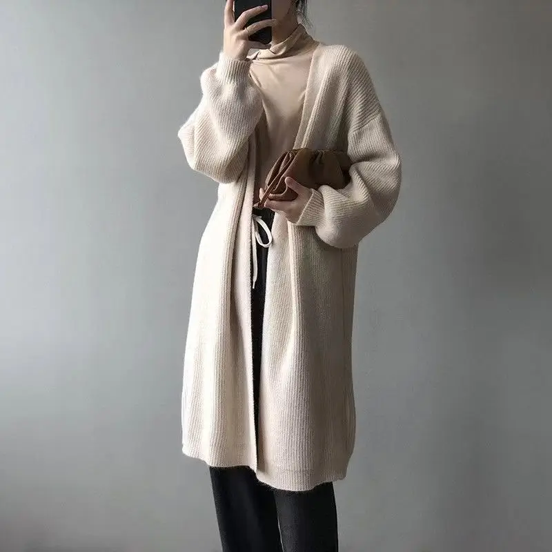 oversized knitted cardigan women sweater Coat Long female Ladies long sleeve korean Casual knitted coat 2023New outfit Plus Size