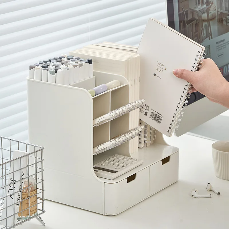 Inclined pen holder Office desktop Premium sense Children's stationery Dormitory desk shelf Student storage compartment