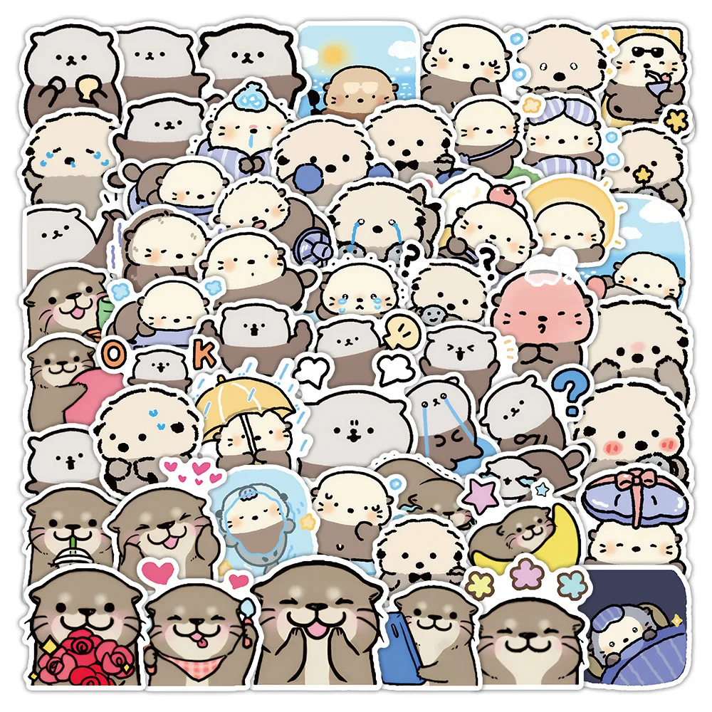 65 Stück Kawaii Kleine Otter Graffiti-Aufkleber Tier-Cartoon-Sticker für Notizbuch Handy Tasse Gitarre Skateboard Wasserfeste Aufkleber Kinderspielzeug