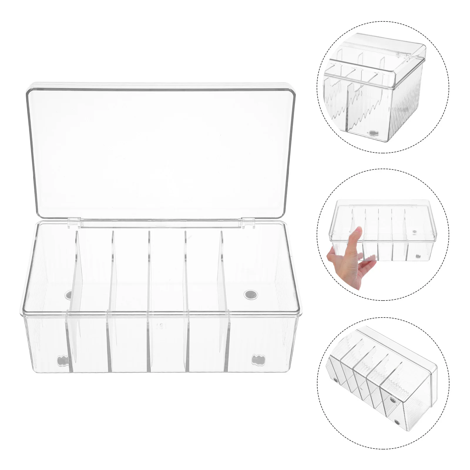 

Clear Card Organizer Box Flip Lid Compact Desktop Holder Business Card Storage Greeting Cards Office Desk Storage Organizer