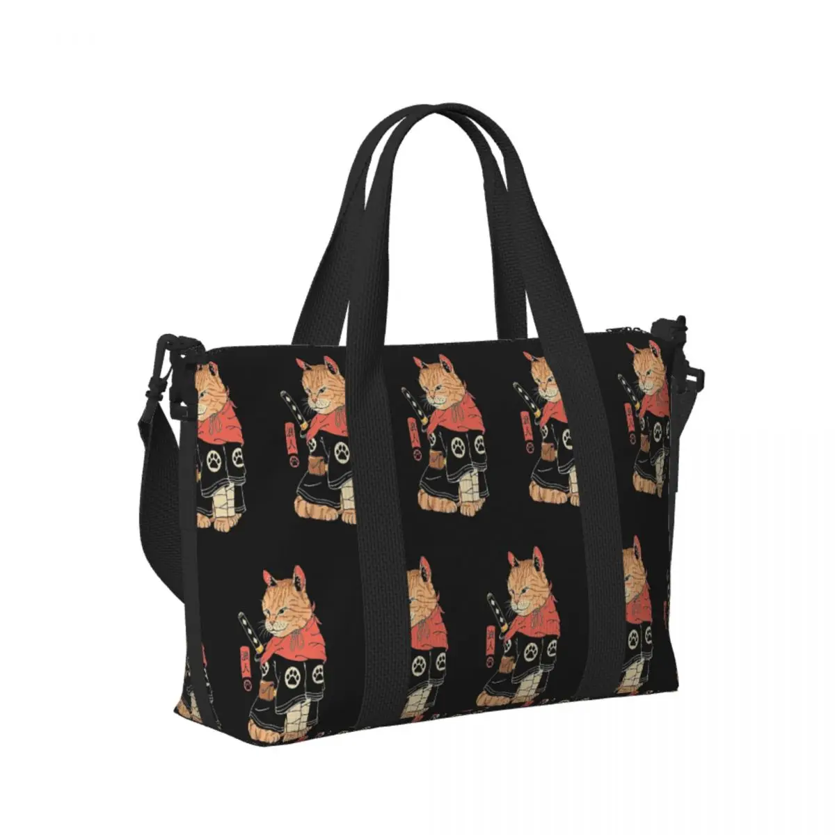 

Catana Cats Retro Samurai Yakuza Holder Beach Travel Bag Large Capacity Tote Bags for Sport Women Shopping Duffle Shoulder Bag