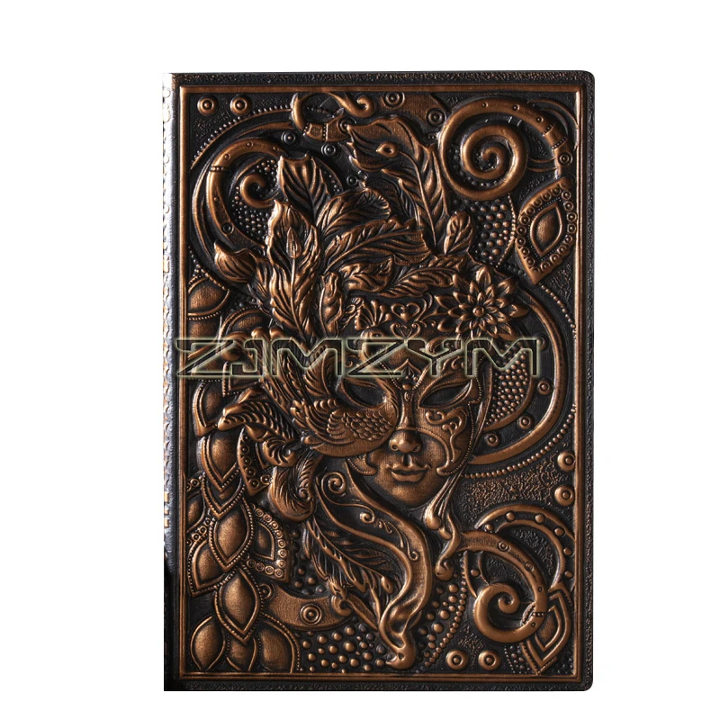 Retro 3D Relief A5 Notebook Journal Embossed Planner Notebook Handmade Leather Cover Diary Gift Office Supplies