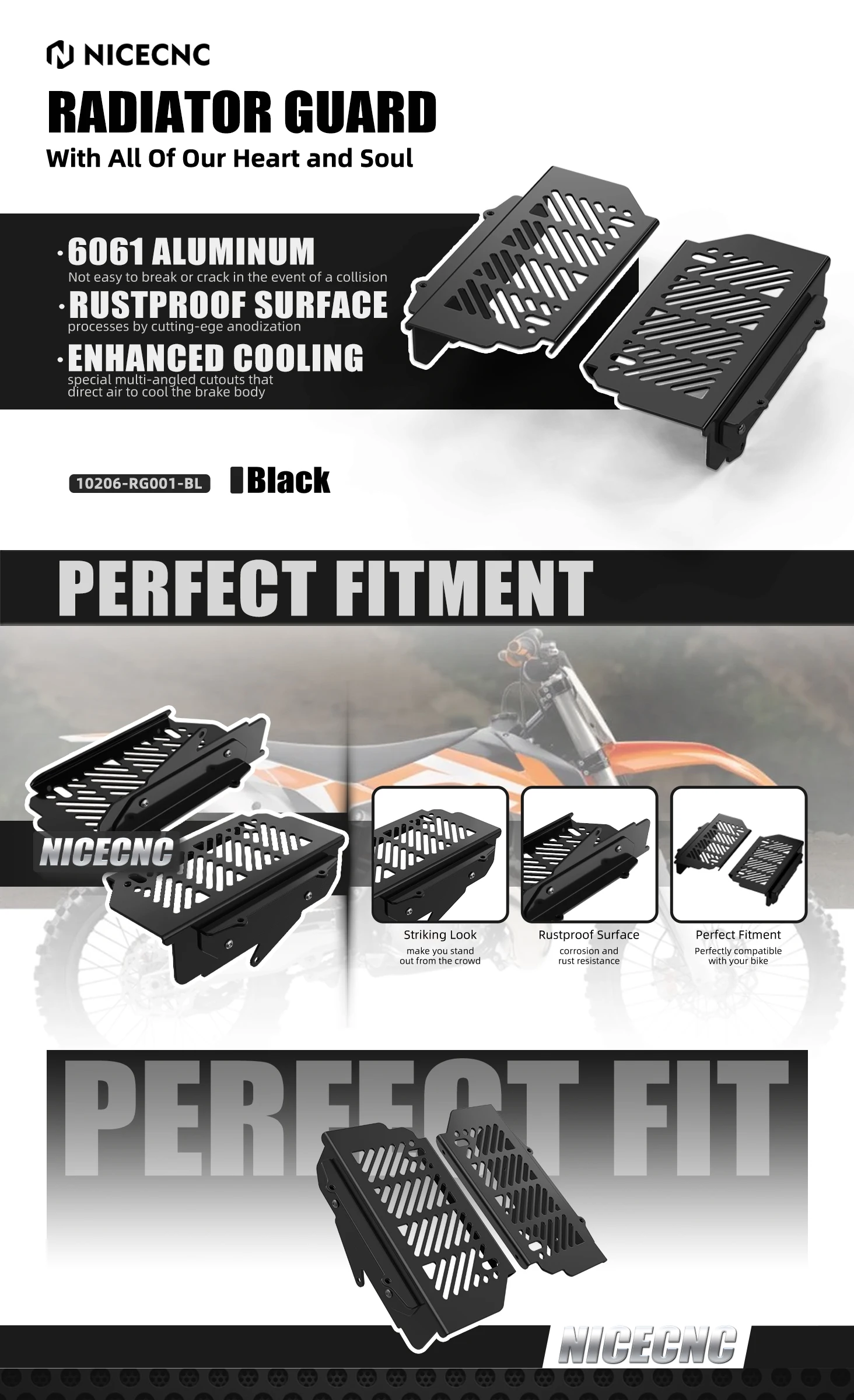 NICECNC Für KTM EXC 300 2017-2019 Kühlergrillschutz Grillprotektor Für KTM EXC-F 350 SX 125 SXF 450 XCW TPi Husqvarna TE300 – Detail 2