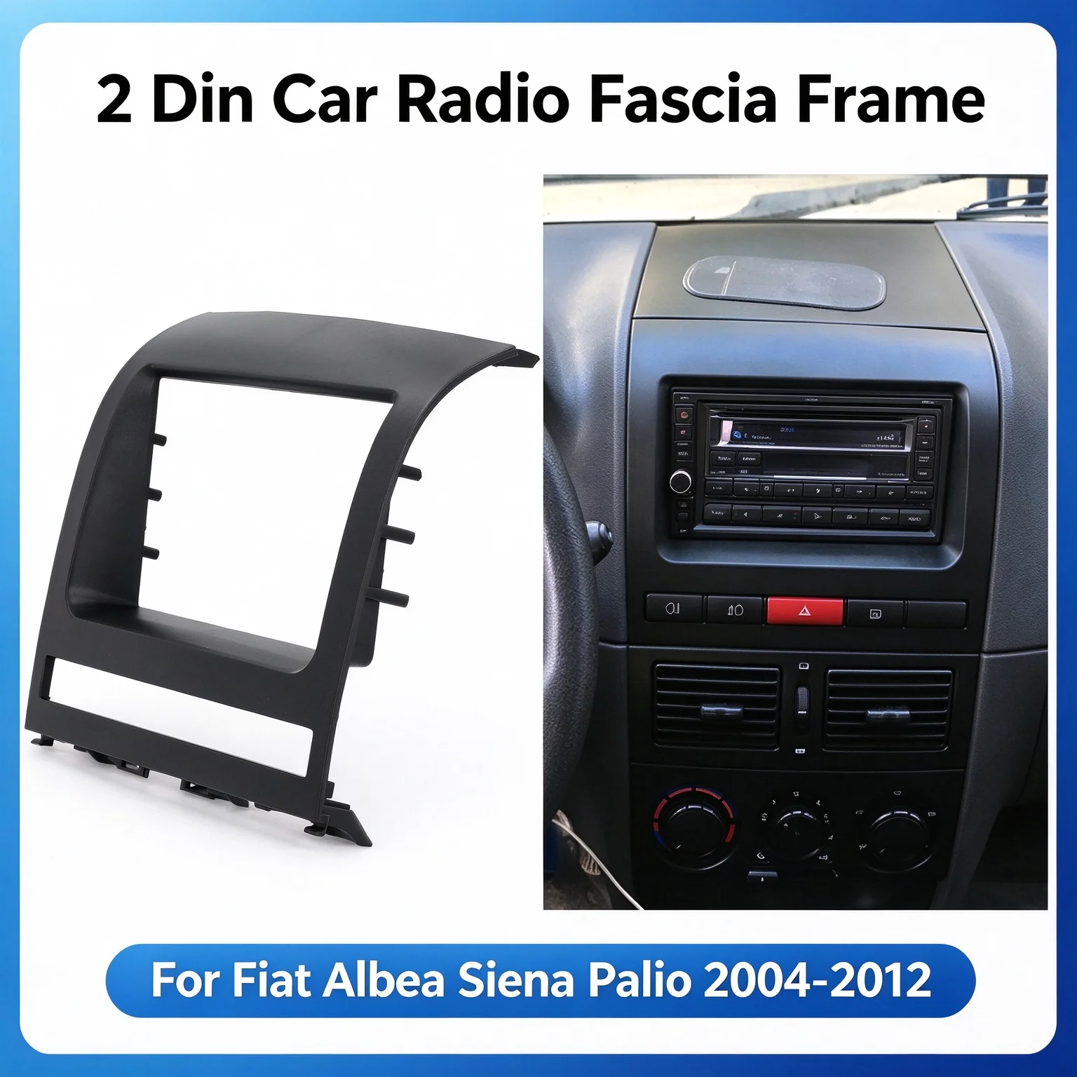 7 Inch 2 Din Car Radio Fascia Frame for Fiat Albea Siena Palio 2004-2012 Perla 2006-2008 Stereo Panel