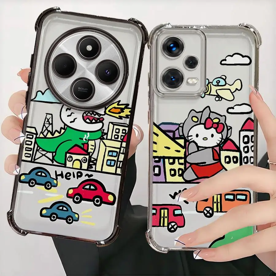 

Прозрачный чехол для Xiaomi Redmi 14C A3X K80 5G K80 Pro 13C A3 A5 с рисунком Sanrio Hello Kitty