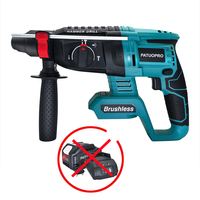 PATUOPRO 26MM Brushless Electric Rotary Hammer Drill 4-Mode Cordless Rechargable Power Tools Fit Makita 18V Battery(No Battery)