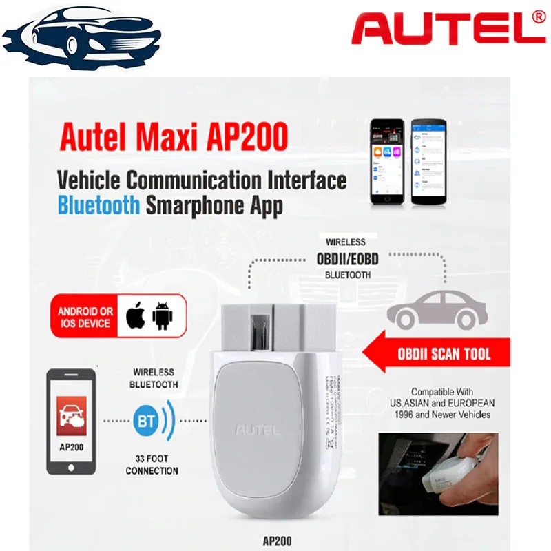 

Autel MaxiAP AP200 Bluetooth OBD2 Code Reader with Full System Diagnoses AutoVIN TPMS IMMO Service for DIYers Simplified Edition